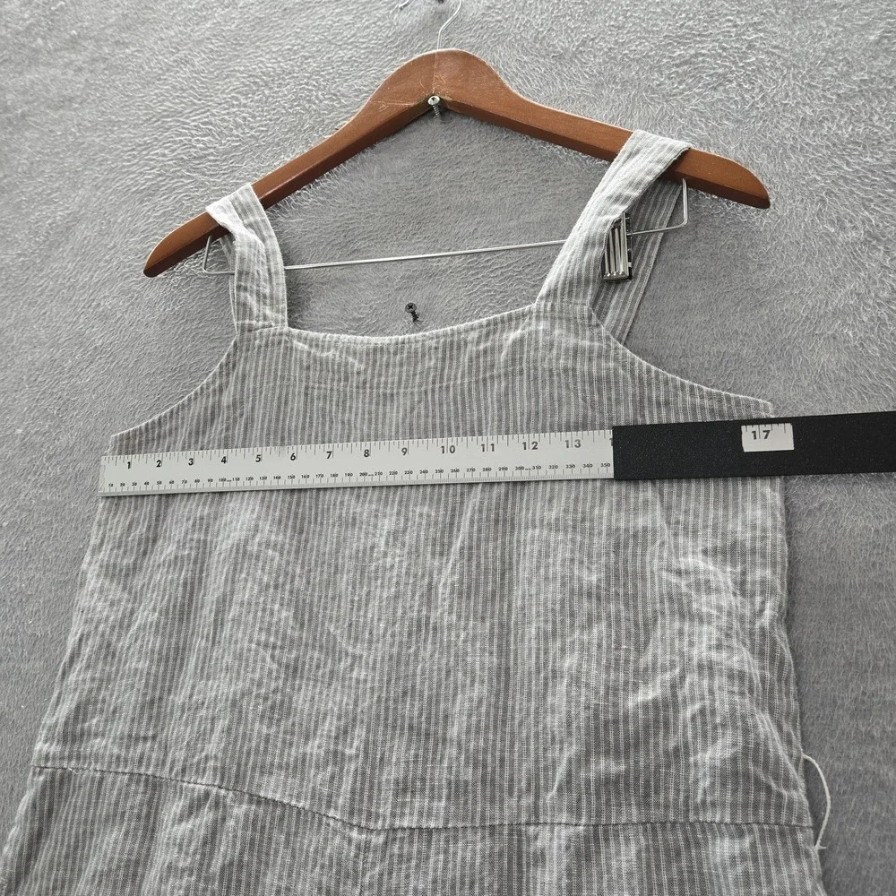 Everlane‎ Women Overall 6 Gray Linen Striped Jumpsuit Coastal Beach 24